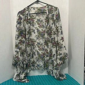 Gimmicks by BKE Sheer Floral Cardigan with Bell Sleeves Size M #Cottagecore